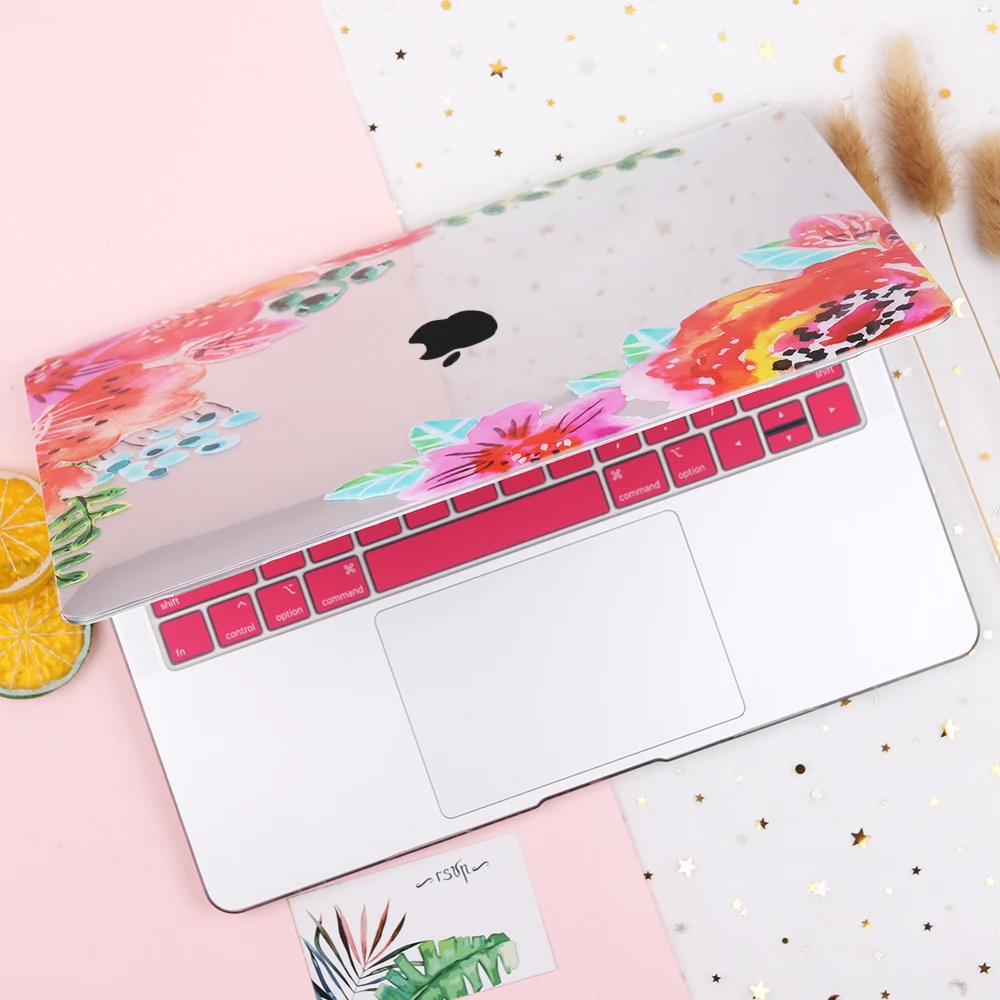 Жесткий чехол Redlai с цветочным принтом для Apple Macbook Pro retina 12 13 3 15 4 Air 11 дюймов новый