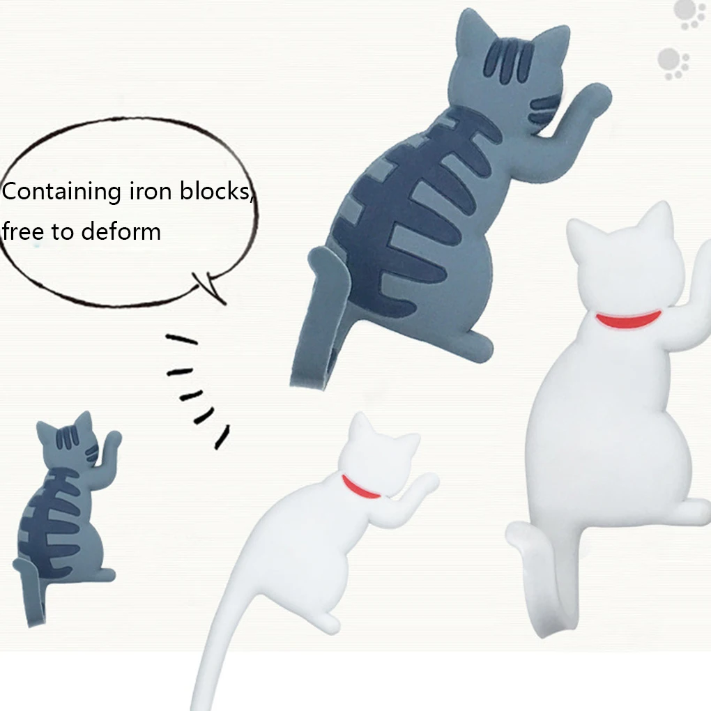 Милый мультфильм кошка крючок стерео магниты холодильника подвесной украшение