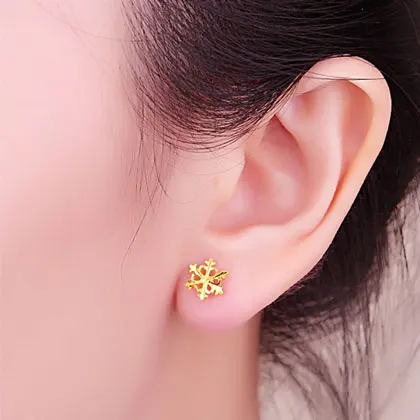 SFE 24K чистое золото серьги Настоящее AU 999 твердые золотые хорошая Снежинка