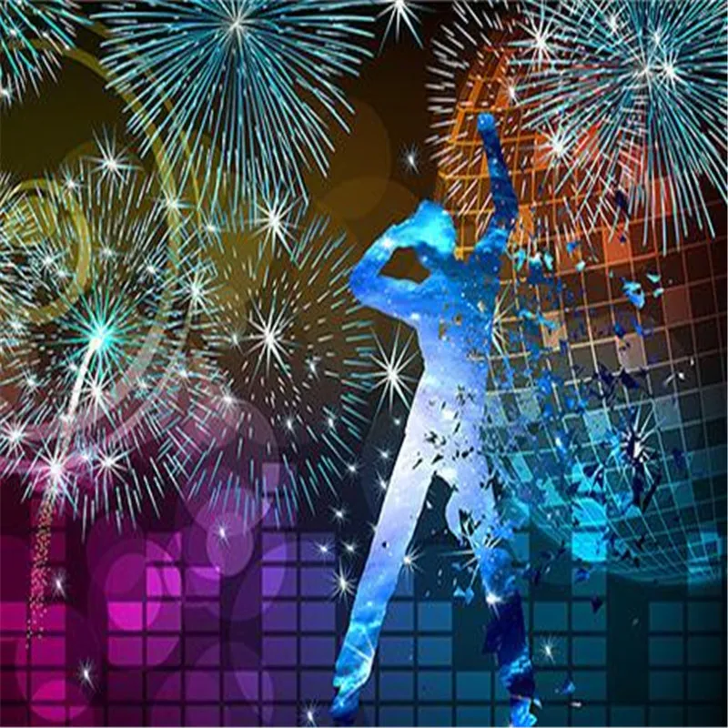 3D фотообои для стен гостиной с изображением музыкальных танцев | Обустройство