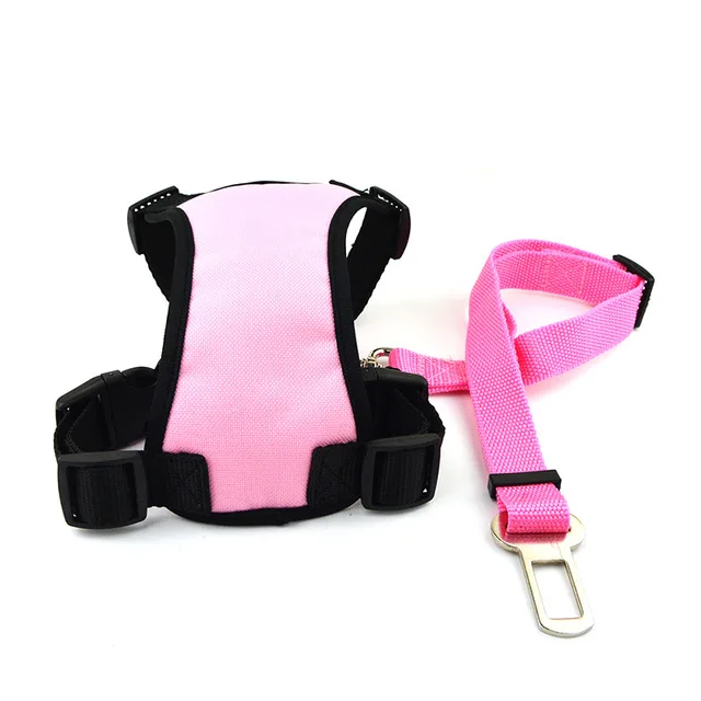 pink set Регулируемый толщийся ремень для средних больших собак, щенков, кошек, полиэстеров, домашних животных, автомобильный ремень безопасности золотого ретривера хаски - Цвет: pink set