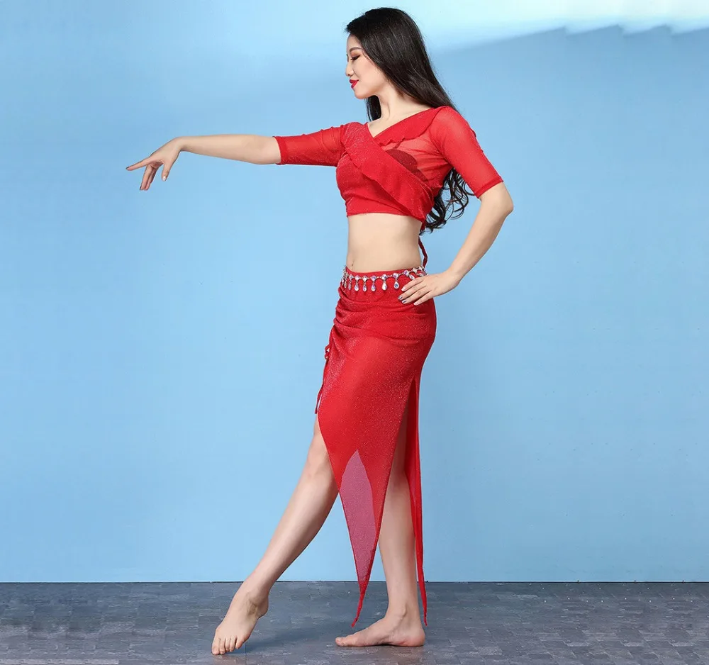 2018 новая женская одежда для танца живота костюм девочек тренировочные