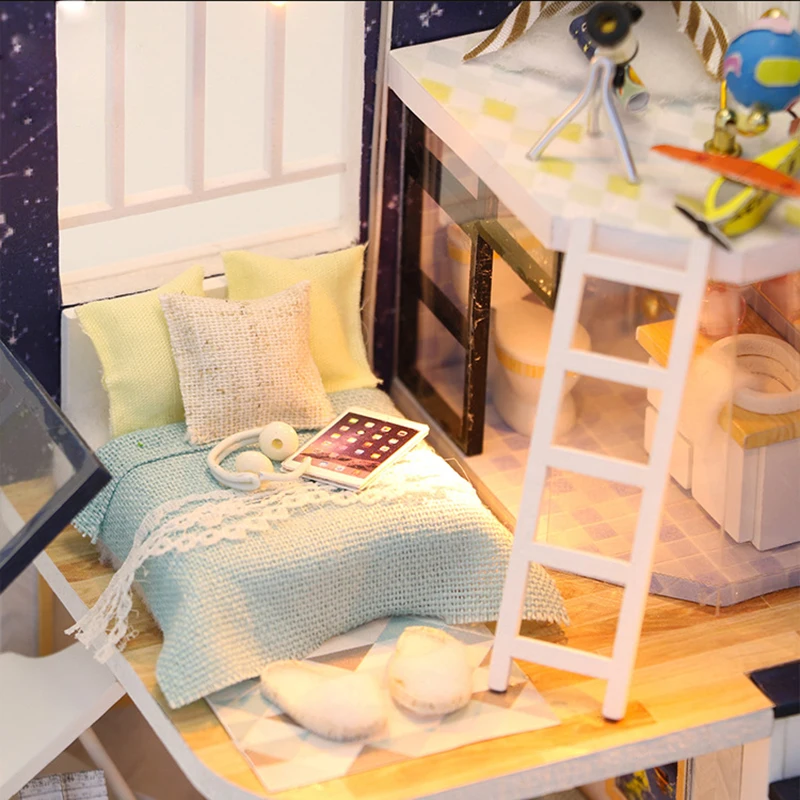 Кукольный дом Лофт миниатюрные сборные игрушки 3D ручной деревянный мини кукольный домик игрушка с мебели светодиодный свет для детей подарок на день рождения