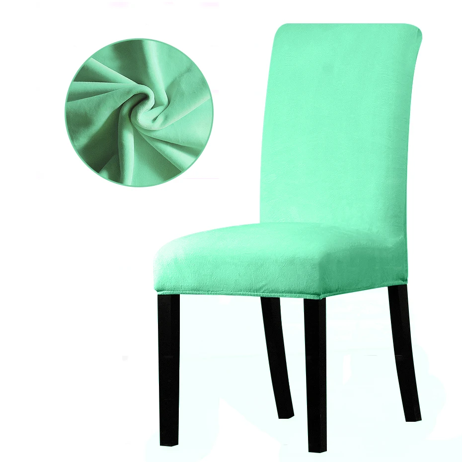 Velvet fabric Chair Cover Washable Removable Big Elastic Seat Arm Covers Slipcovers Stretch Chair Covers For Banquet Office - Цвет: Tiffany