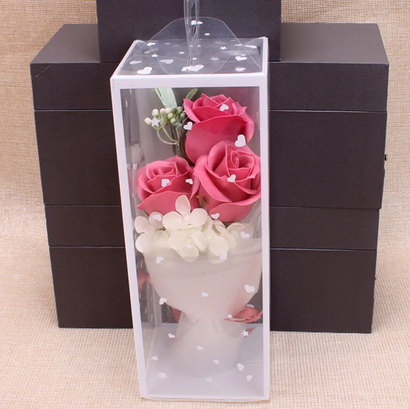 Rose Red 3 шт., искусственный мыльный букет из пены, цветок розы, подарок в коробке, маленький букет роз для женщин, подарок на день Святого Валентина, День рождения - Цвет: Rose Red