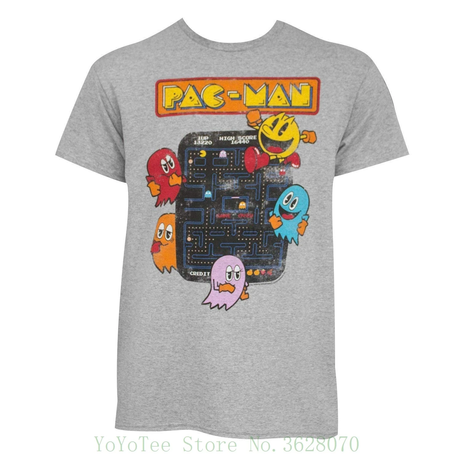Мужская футболка в винтажном стиле Pac-Man с коротким рукавом хлопковые футболки