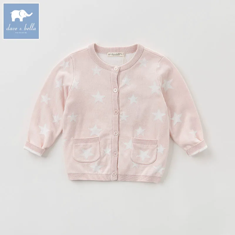 DBK0786 dave bella autumn kids girls 100% cotton knitted Sweater children stars printing Cardigan tops | Детская одежда и обувь