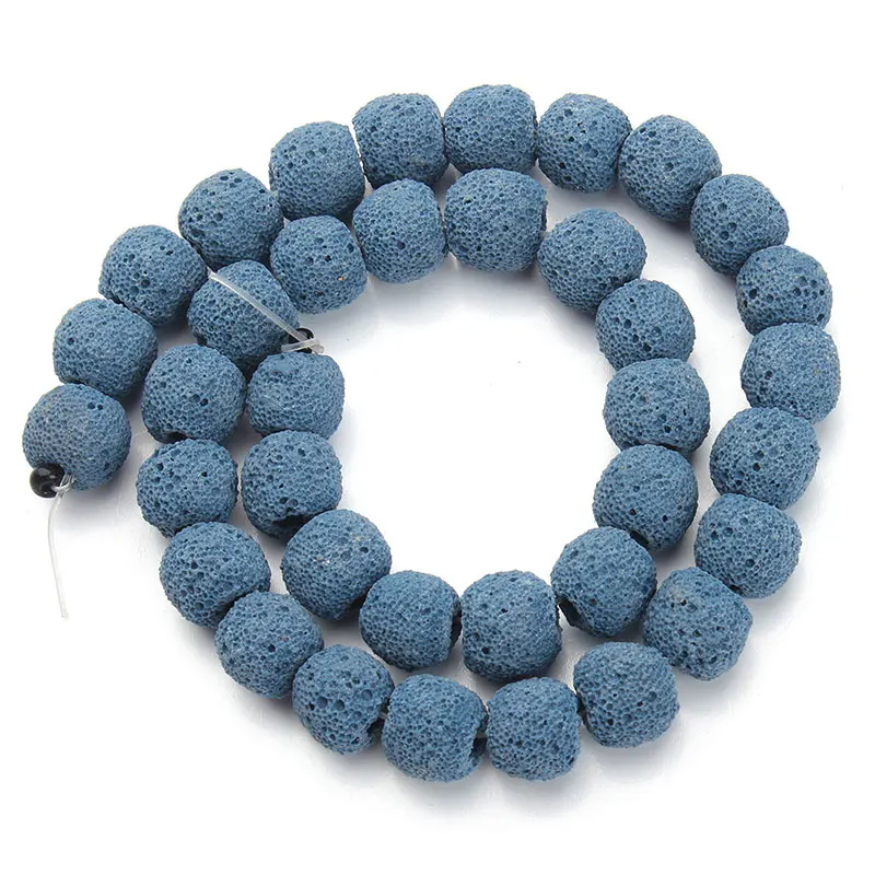 10-16mm Natural Round Matte Blue Lava Rock Stone Beads For Jewelry Making Bracelets 15'' Needlework DIY Trinket | Украшения и