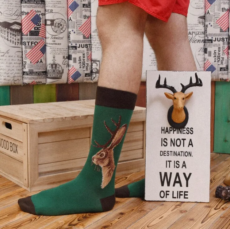 Смешные мужские носки канистра happy sox милый мультфильм животных MLAE вентиляции с