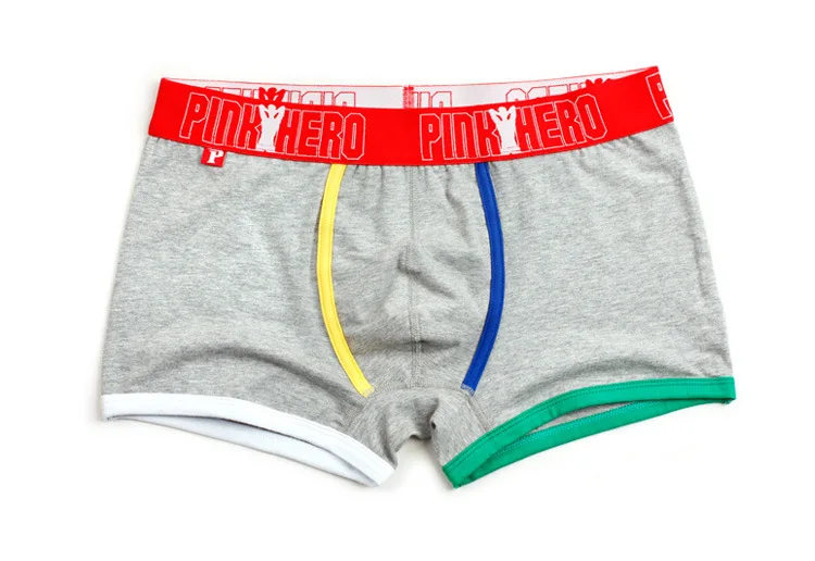 4 шт./лот, упаковка, розовый бренд Hero, мужские боксеры, мужское нижнее белье, хлопок, Cueca, пэчворк, модные боксерские шорты с мешочком, мужские шорты