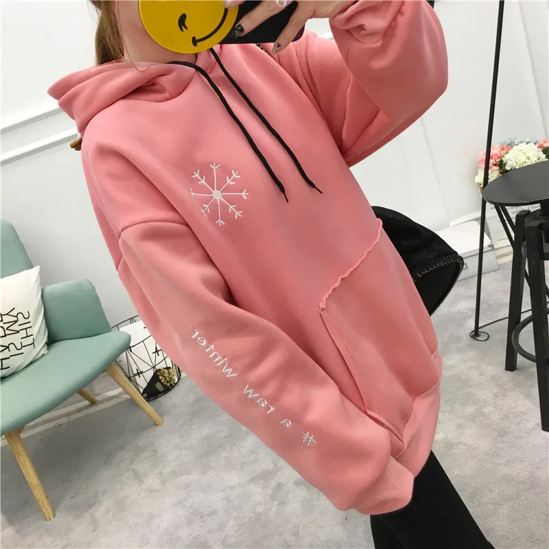 Толстовки женские Harajuku универсальные ленивые буквы печатные с длинным рукавом карманы Женский пуловер с капюшоном женские свитшоты Chic