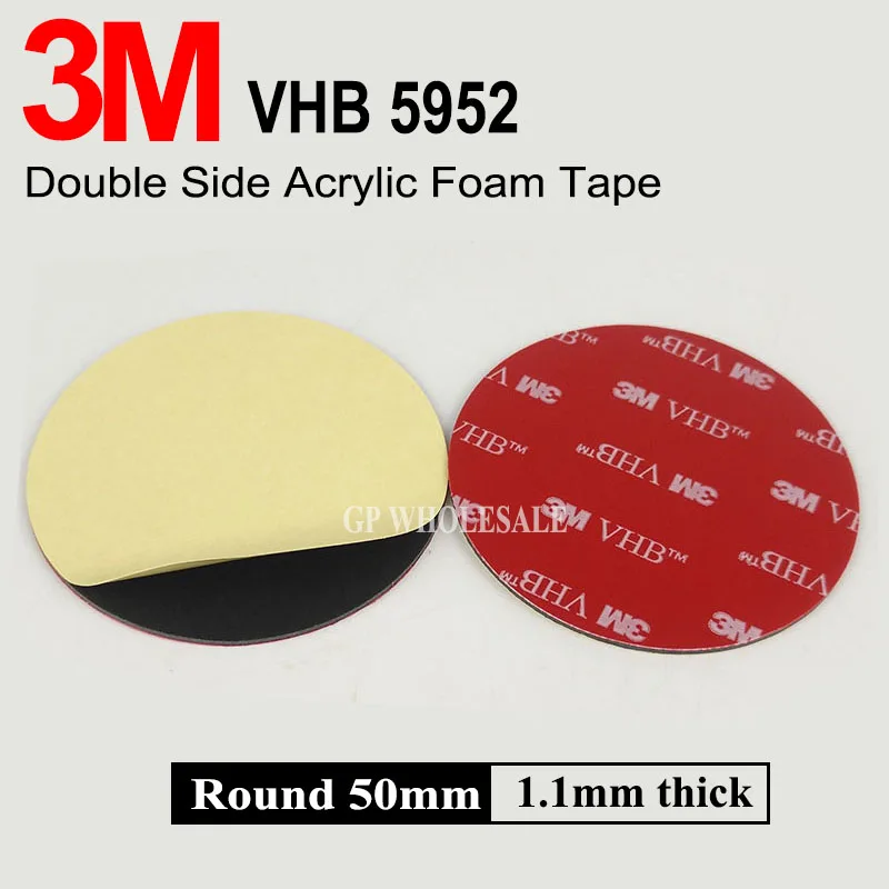

50mm Round 10pcs 3M VHB 5952 Heavy Duty Double Sided Adhesive Acrylic Foam Tape Good For Car Camcorder DVR Holder