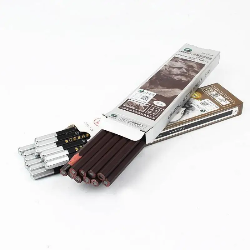 

12pcs/box Student Pencil Art Sketch Charcoal Wooden Pencil Exam Painting Pencil Stationery Drawing Tools Art Supplies