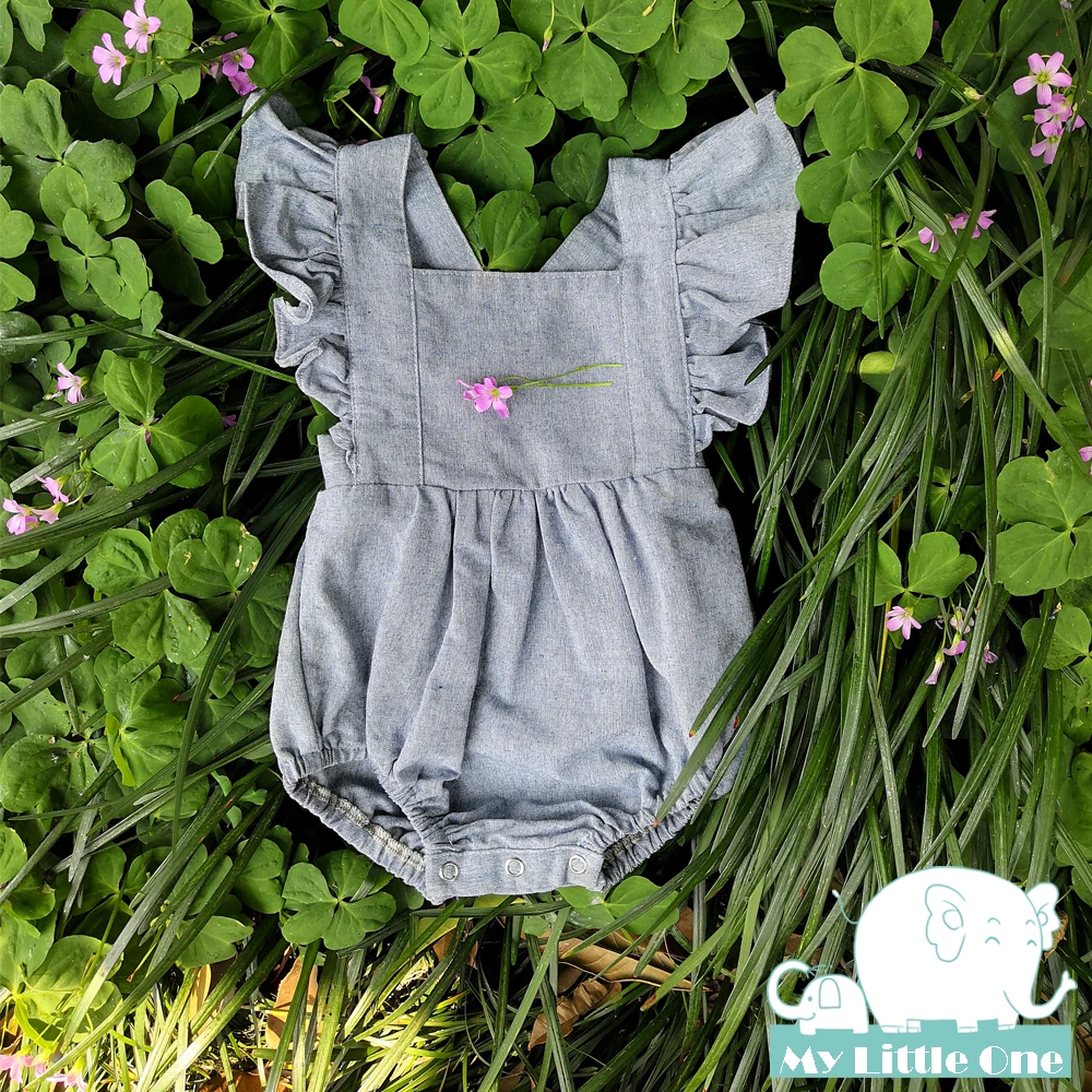 MyLittleOne/2019 летний однотонный комбинезон с открытой спиной для маленьких девочек |