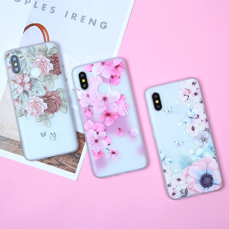 Flowers Case For Xiaomi Redmi Note 7 4X 4A 5A 6 Pro Cases 5X Mi A1 8 9 Relief Cover |