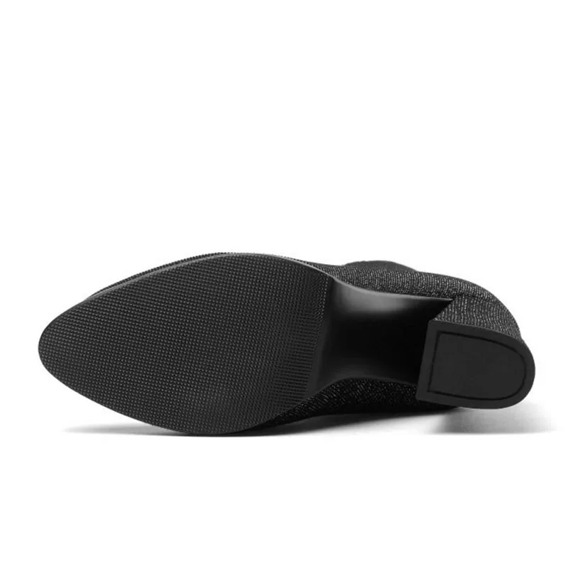 Женские ботинки с острым носком Taoffen вязаные на высоком каблуке офисная обувь