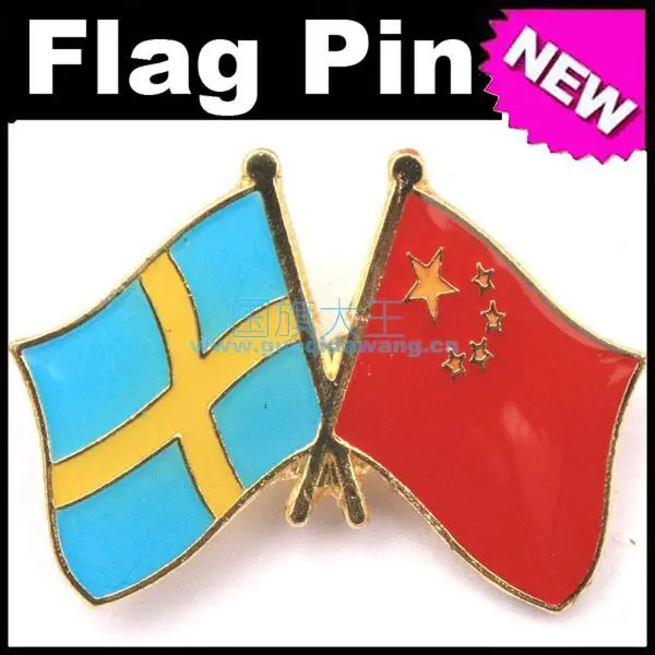 

Sweden China Double Flags Friendship National Flag Metal Lapel Pin