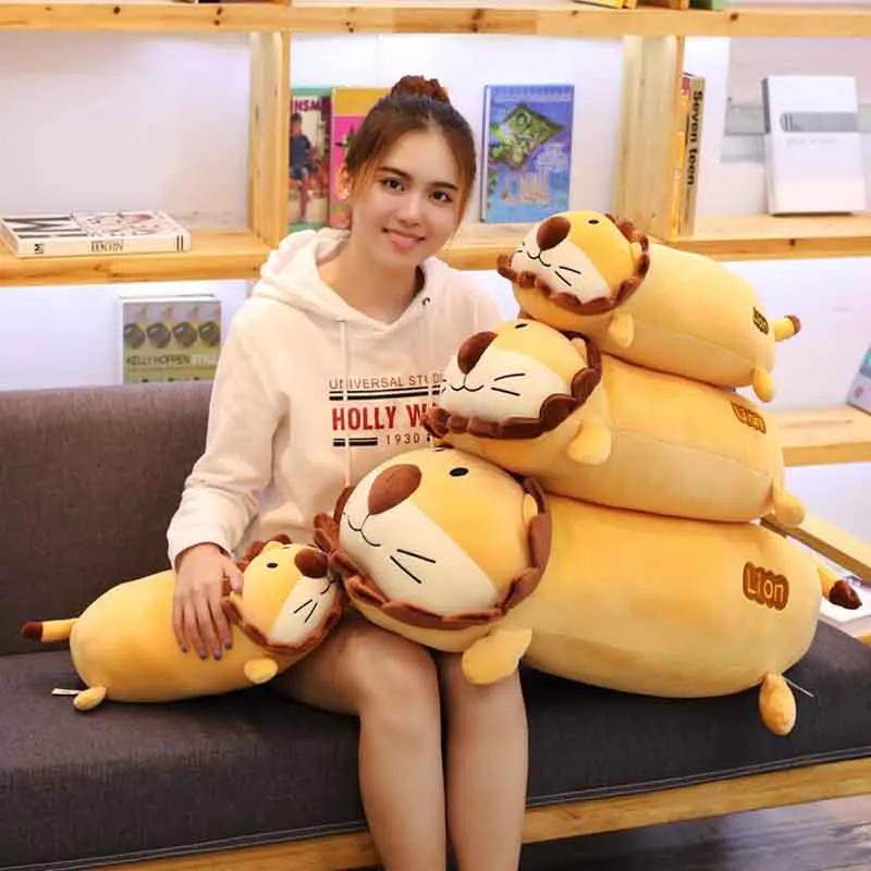 1pc 42/60cm Sunflower Lion Filled lion pillows Cute plush toys grassland brinquedos Cylindrical cushions Kid's Xmas Present | Игрушки и