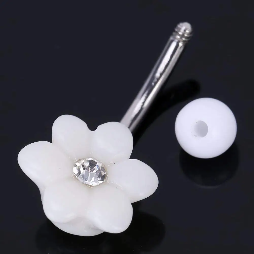 Белый маленький цветок пупок пупочное нательное пирсинг кольцо ювелирные