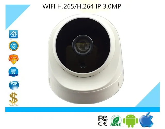WI FI Беспроводной H.265/H.264 ip купольная Камера 3.0MP 2048*1536 1080 P интеллектуальных Analys
