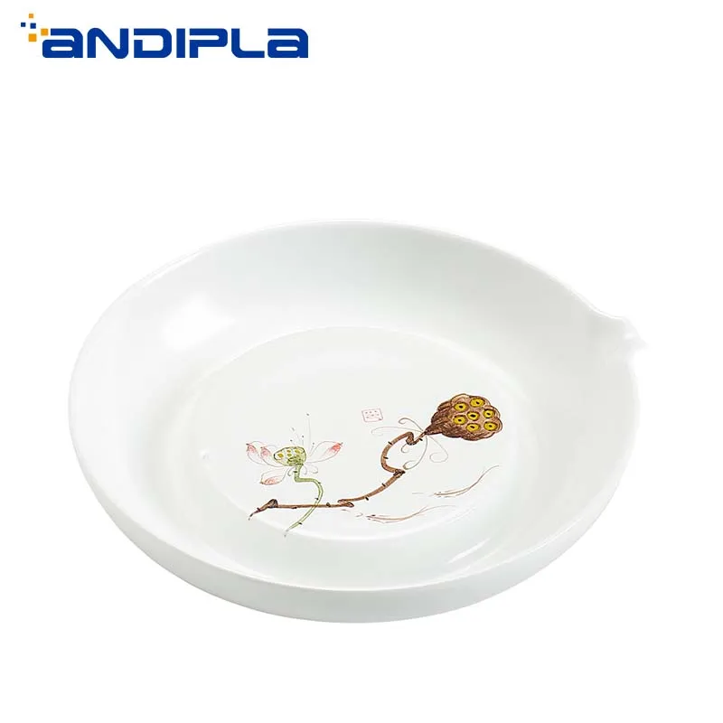 Zen грубая керамика ручная роспись лотоса чайник держатель Trivets чайный поднос