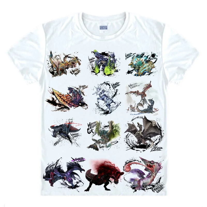 Футболка Coolprint с рисунком из аниме Монстр Хантер 4 онлайн футболки коротким