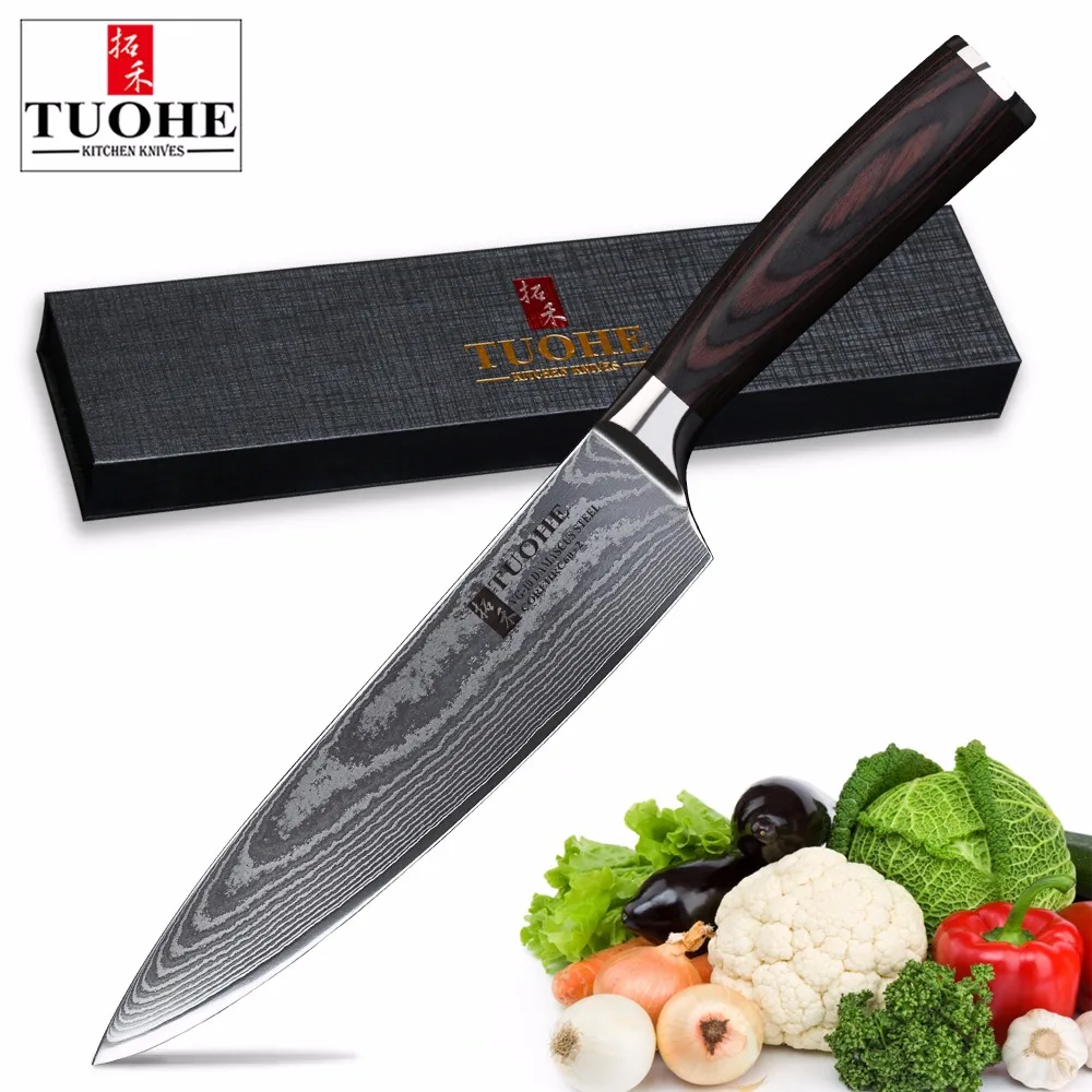 TUOHE 8 &quotпрофессиональный нож шеф повара из японской дамасской стали ультра