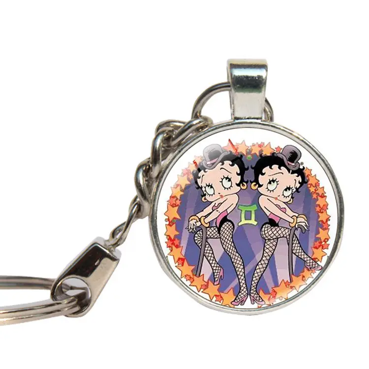Betty Boop брелки прекрасные Обувь для девочек 80-х Винтаж Sexy Lady Брелоки для автомобиля Стекло Купола Брелок кабошон ключ ювелирные изделия ghildren день подарок - Цвет: As shown