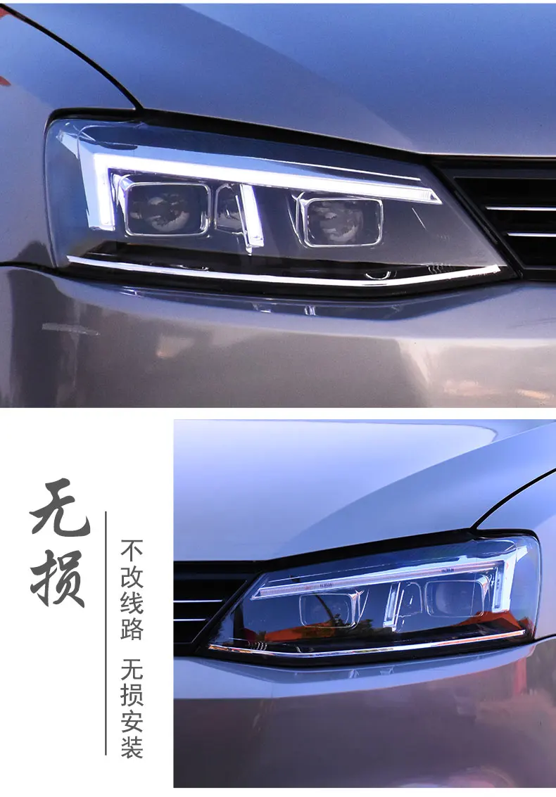 Binfu для VW JETTA MK6 2011 2012 2013- светодиодные фары головного света желтый перемещение указатель поворота фары, автомобильные аксессуары