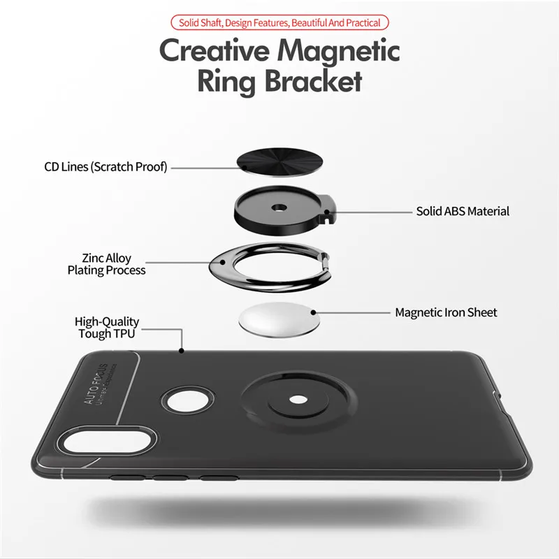 360 чехол с вращающимся кольцевым кронштейном для Xiaomi Mi Mix 2 S Силиконовая задняя