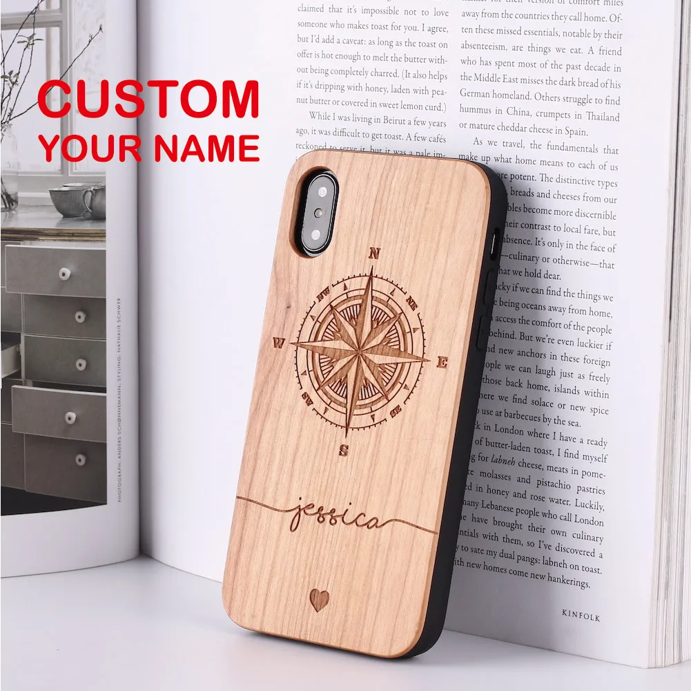 

Compass Lion World Map Pineapple Personalized Custom Wood Phone Case For iPhone 11 Pro XS Max 7 7Plus 8 8Plus X XR