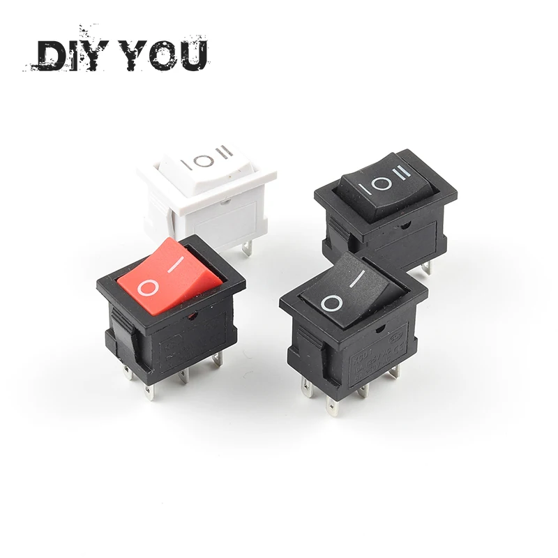 

5PCS KCD2 6PIN 21X15mm DPDT Black White Push Button rocker Switch ON-OFF-ON ON-ON Boat power Rocker switch 6A/250V 10A/125V