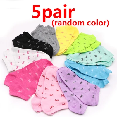5 Pair 3/5 пар, летние носки, короткие женские укороченные носки до щиколотки для женщин, девушек, хлопковые цветные носки женские носки Sokken Meias - Цвет: 5 Pair
