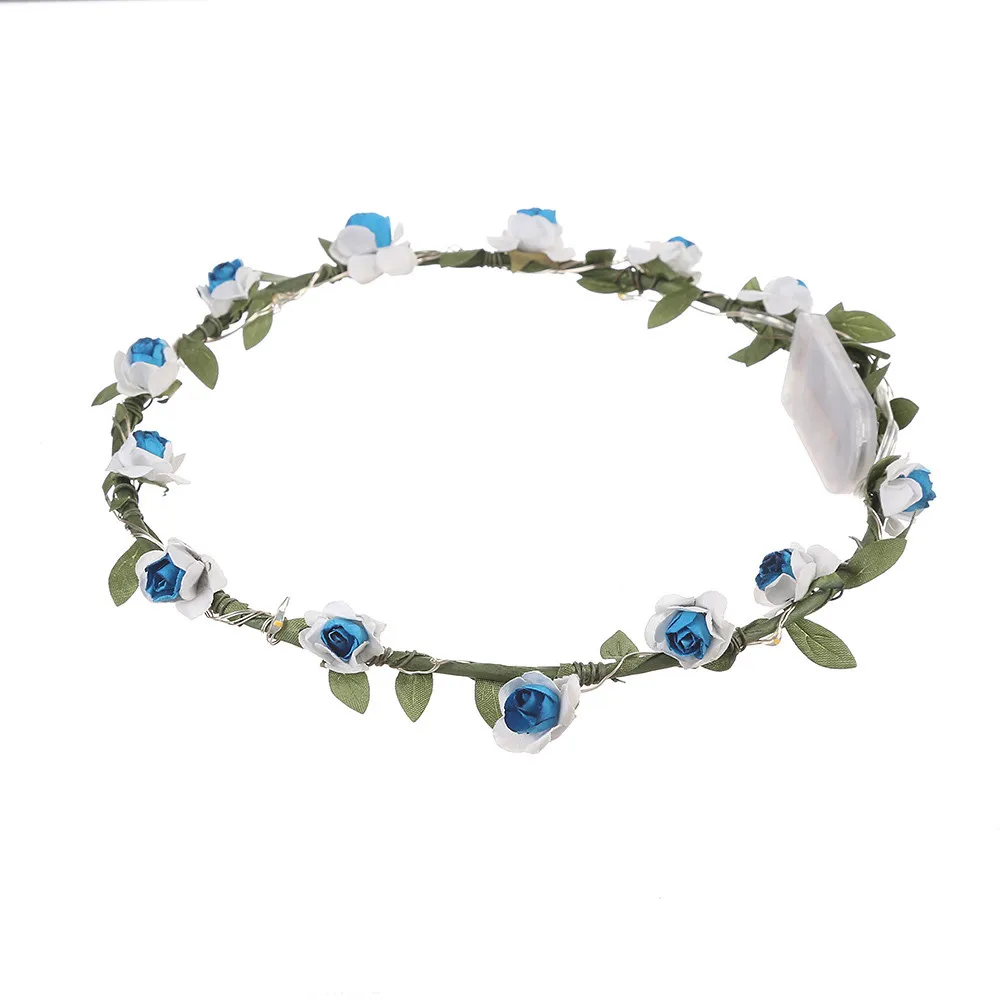 Ободок для волос девочек шпильки женские Цветочные ободки с розами светящийся