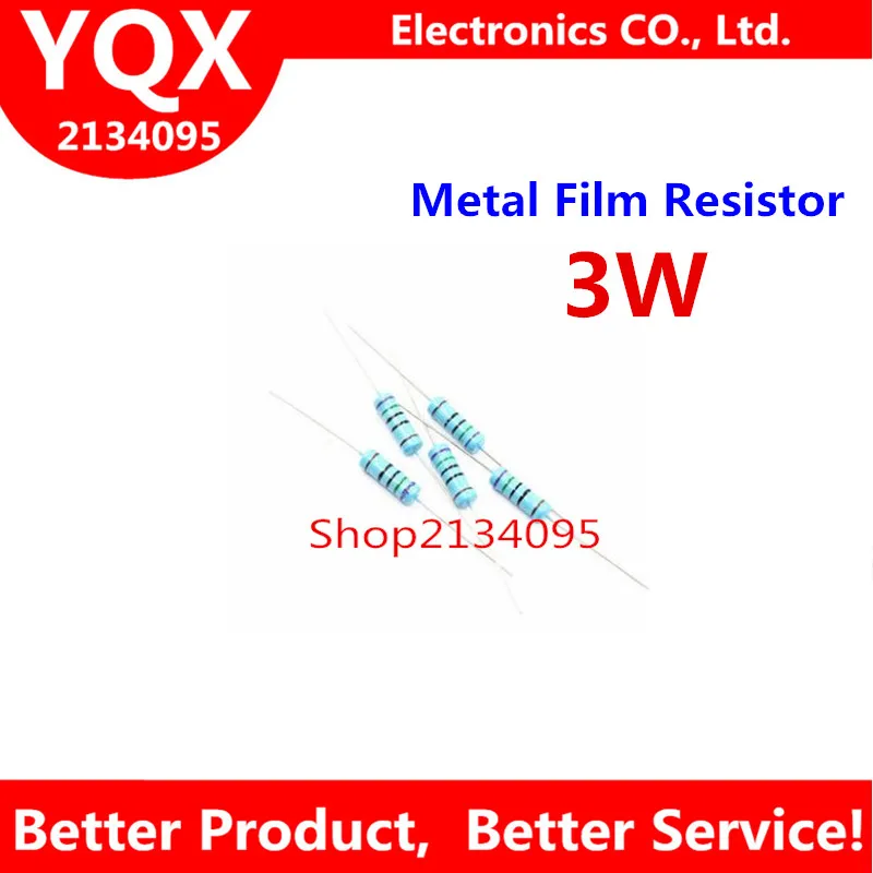 20 unids 3 W 1% metal Peliculas resistencia 9.1R 11R 13R 16R 110R 9.1 11 13 16 110 ohm | Электроника