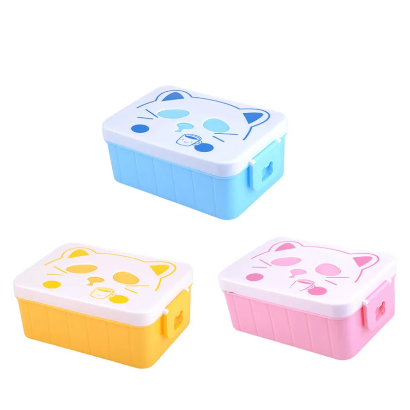 1 шт. пластиковый милый кот лицо пищевой контейнер для хранения фруктов