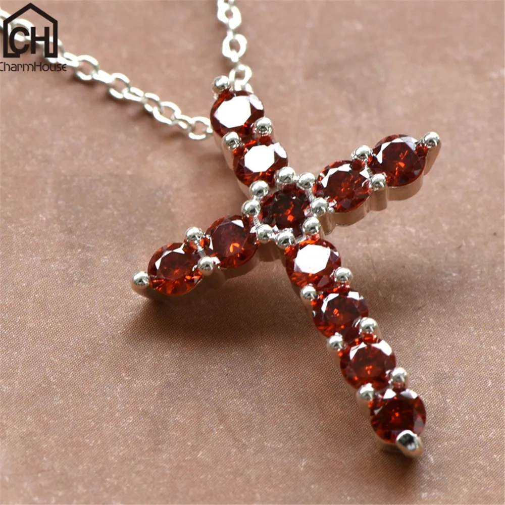 

Silver 925 Necklace for Women 6 Styles Crystal Cross Pendant Necklaces 18 inch Femme Collier Wedding Party Accessories Bijoux