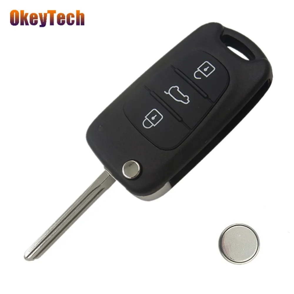 OkeyTech 3 кнопки откидной Складной автомобильный брелок Накладка для Kia Sportage 3 Rio K2 Cerato Ceed Rio Soul ключ для hyundai
