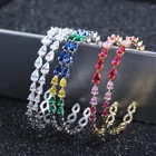 Серьги-кольца XIUMEIYIZU женские, сверкающие разноцветные полукруглые ювелирные украшения с кристаллами и фианитами для подарвечерние