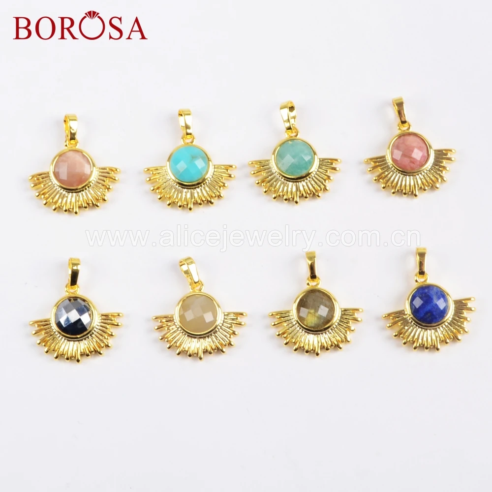 BOROSA 8 шт золотые ободки синие Howlite граненые подвески натуральные каменные бусины