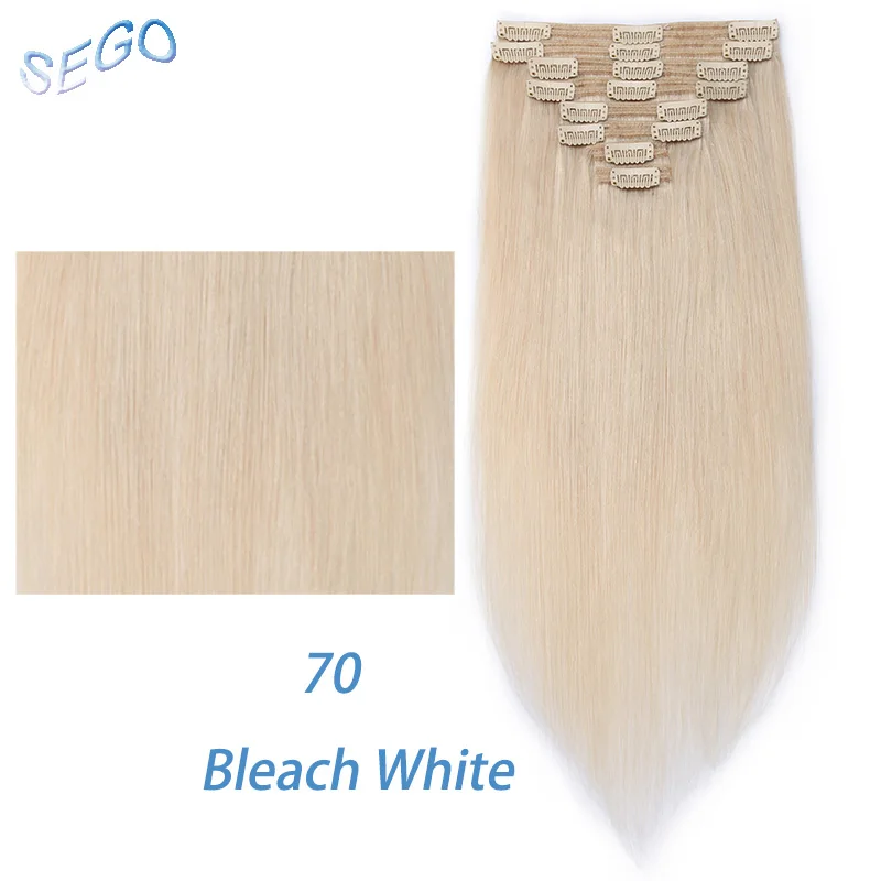 70 SEGO 1"-24" 110 г-170 г Прямой зажим синтетических Пряди человеческих волос для наращивания 8 шт./компл. волосы на клипсах с двойной прядкой из Non-Remy человеческих волос на зажимах - Цвет: 70