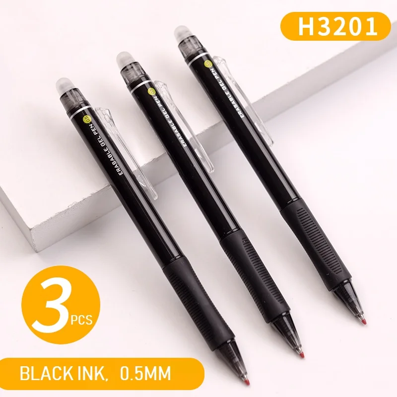 3 Pcs Black Ink M& G Выдвижная стираемая ручка 0,5 мм стираемая гелевая чернильная Заправка для ручек ручка записывает стирает синий теплопередача vanish ручка pilot frixion - Цвет: 3 Pcs Black Ink