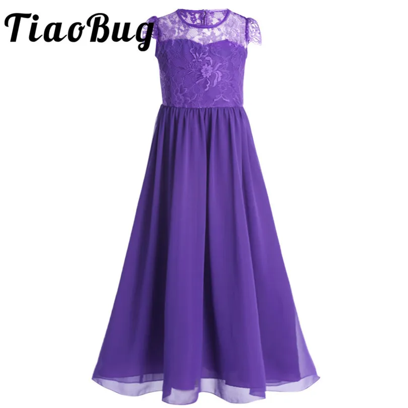 Шифоновое кружевное платье TiaoBug с цветочным рисунком для девочек пачка короткими