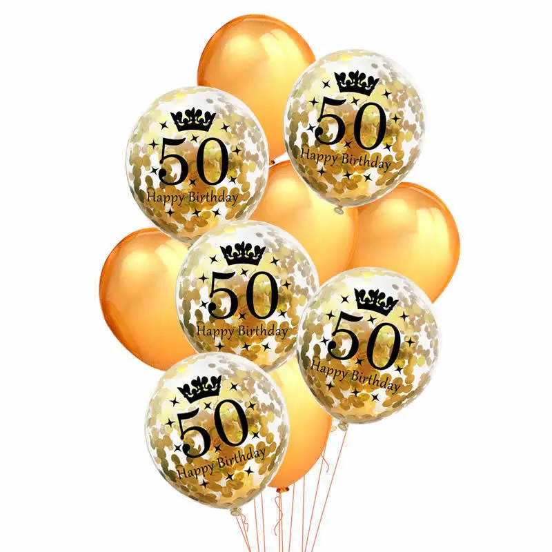 50 gold ZLJQ золото 18/21st/30/40/50/60th баннер «С Днем Рождения» латекс конфетти воздушные шары День рождения украшения товары для взрослых 8 - Цвет: 50 gold