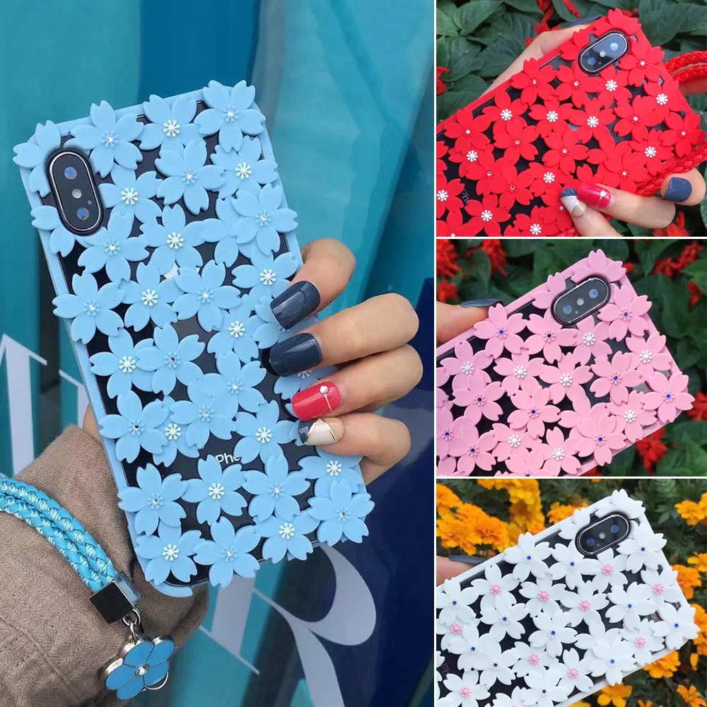 JONSNOW 3D цветок выдалбливают Телефон чехол для iPhone 6 6S 7 8 Plus Силиконовые чехлы с