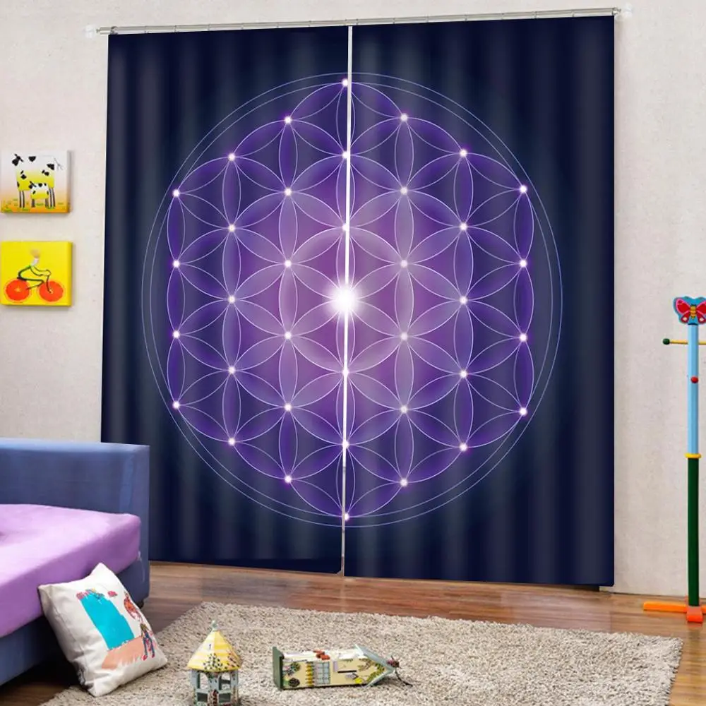 Индивидуальные занавески s фиолетовые синие для офиса спальни 3D оконные