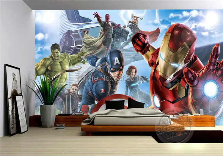 Пользовательские 3D Капитан Америка Мстители мальчики спальня фото обои Marvel Comics детская комната интерьер дизайн украшение комнаты