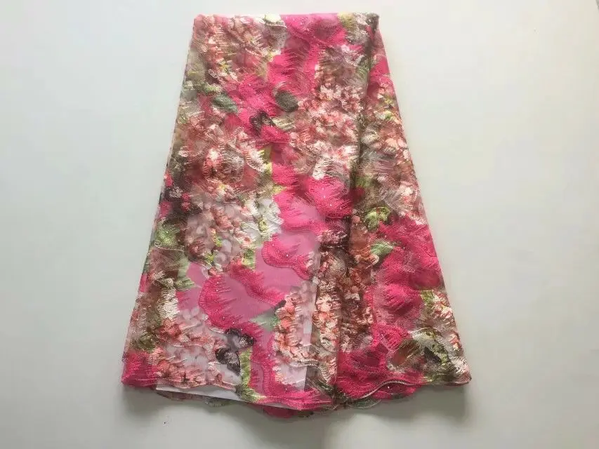 5 ярдов/шт. Красивая красочная французская сетчатая кружевная ткань с вышивкой