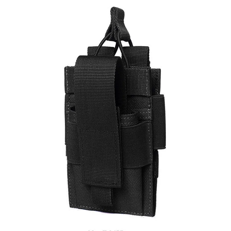 BK Тактический чехол для телефона Molle, портативная рация, power Bank, нейлон, EDC, военная сумка, универсальная кобура, пояс, жилет, Охотничьи аксессуары - Цвет: BK