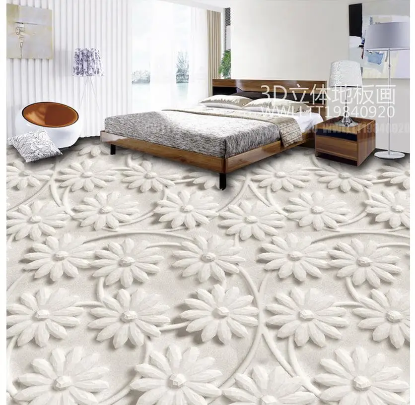 Водостойкие обои для ванной домашнее украшение 3D трехмерные цветы напольная